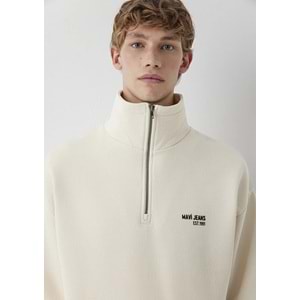 Mavi M0S10678-70072 Mavi Jeans Logo Baskılı Yarı Fermuarlı Erkek Sweatshirt