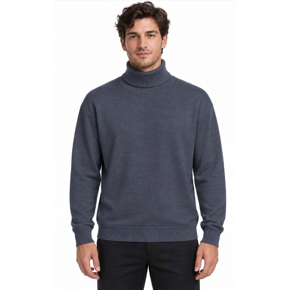 Mavi M0720066-70490 Mavi Boğazlı Kazak Erkek Sweatshirt