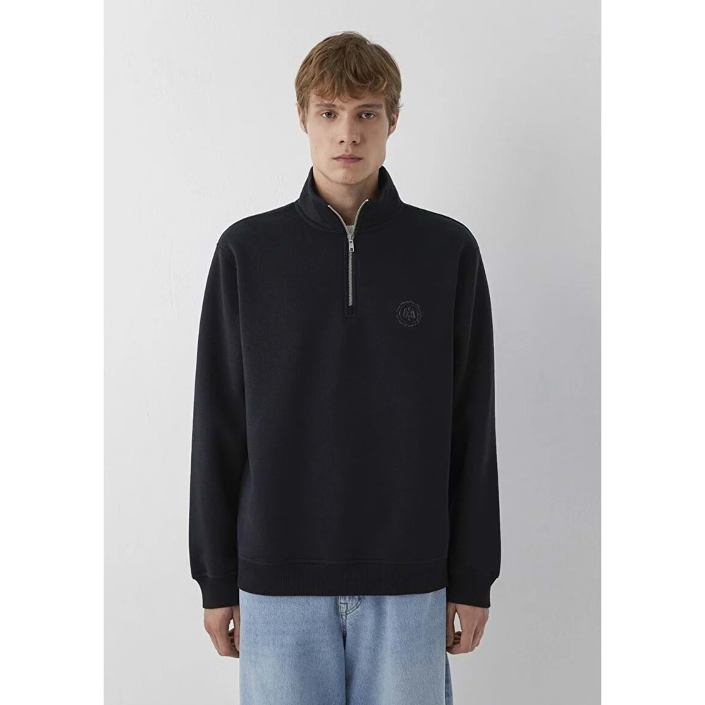 Mavi M0S20112-900 Mavi Mühür Logo Yarı Fermuarlı Erkek Sweatshirt