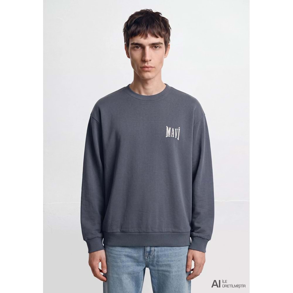 Mavi M0S10659-80776 Mavi Logo Baskılı Sweatshirt Erkek Sweatshirt