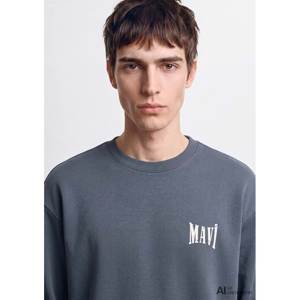 Mavi M0S10659-80776 Mavi Logo Baskılı Sweatshirt Erkek Sweatshirt