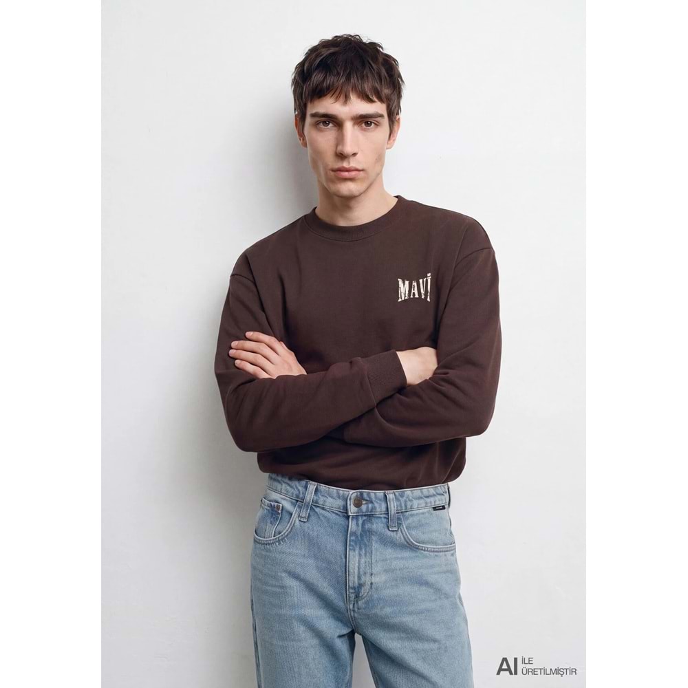 Mavi M0S10659-70219 Mavi Logo Baskılı Sweatshirt Erkek Sweatshirt