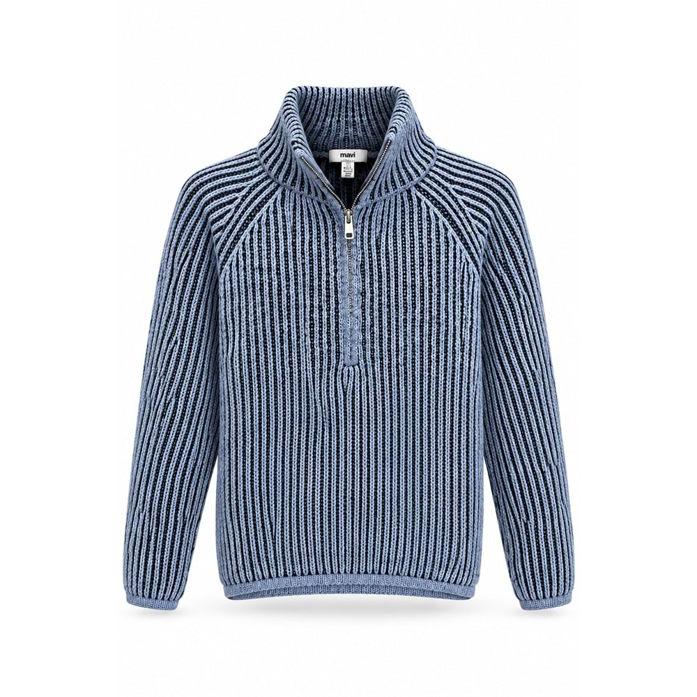 Mavi M1711022-84371 Mavi Yarı Fermuarlı Kazak Kadın Sweatshirt