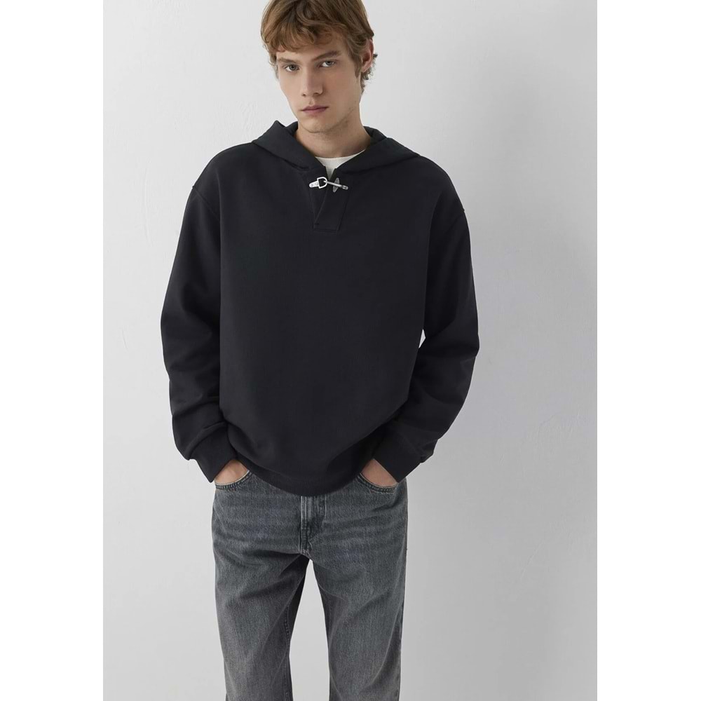 Mavi M0S20144-82908 Mavi Kapüşonlu Demir Detaylı Erkek Sweatshirt