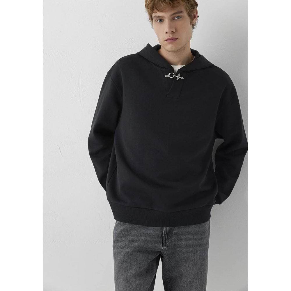 Mavi M0S20144-82908 Mavi Kapüşonlu Demir Detaylı Erkek Sweatshirt