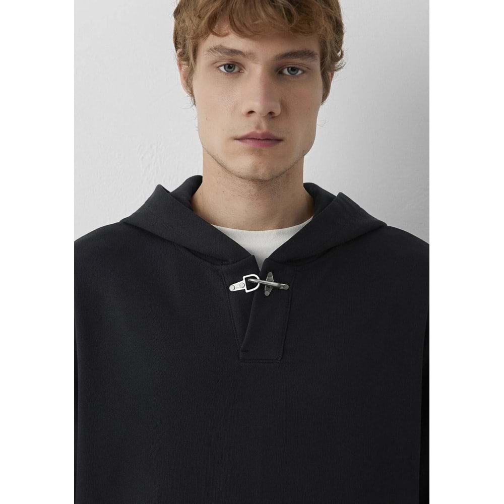 Mavi M0S20144-82908 Mavi Kapüşonlu Demir Detaylı Erkek Sweatshirt