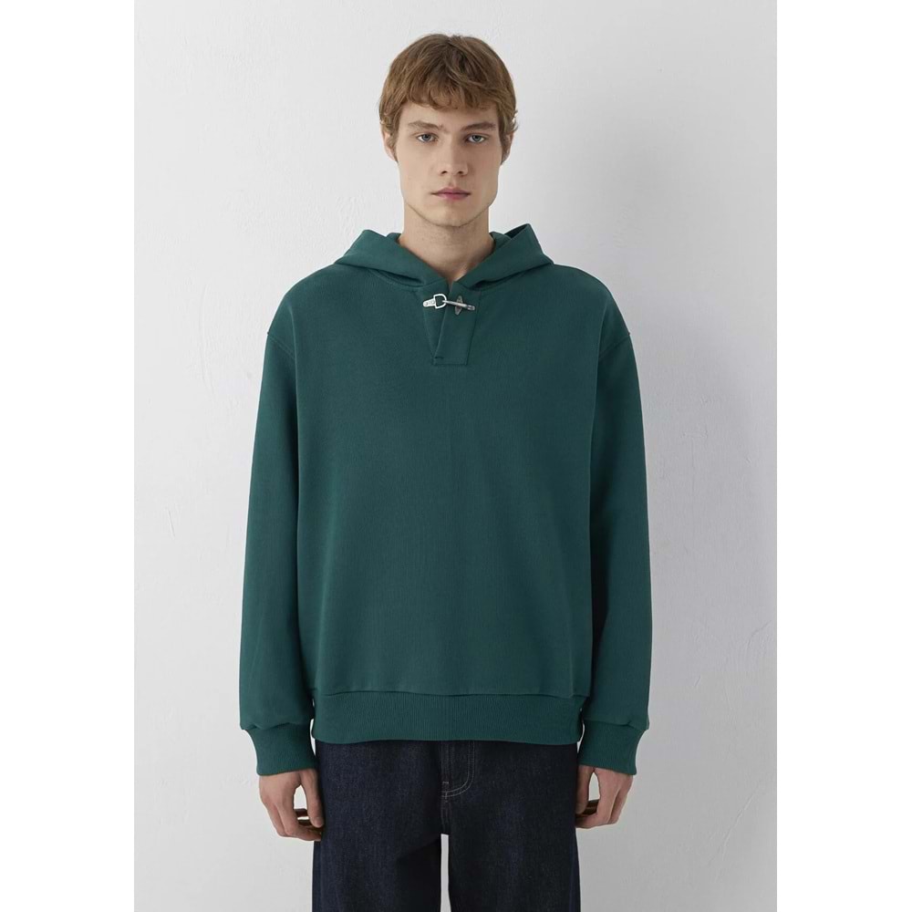 Mavi M0S20144-71932 Mavi Kapüşonlu Demir Detaylı Erkek Sweatshirt