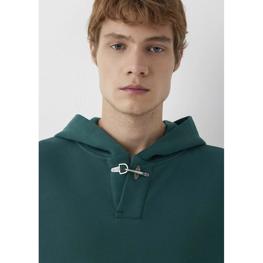 Mavi M0S20144-71932 Mavi Kapüşonlu Demir Detaylı Erkek Sweatshirt