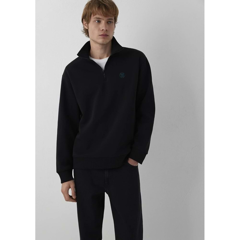 Mavi M0S20105-900 Mavi Mühür Logo Detaylı Yarı Fermuarlı Erkek Sweatshirt