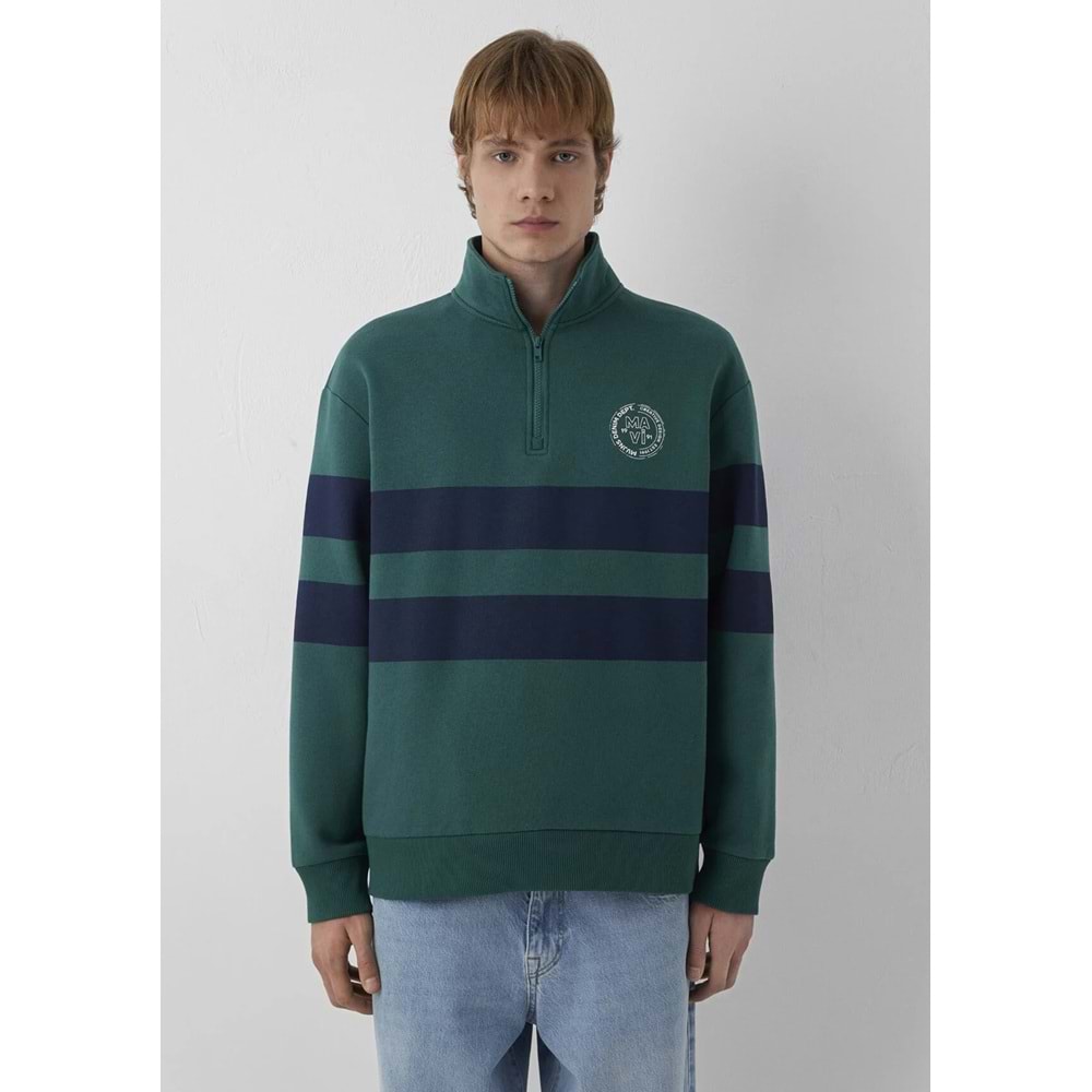Mavi M0S20110-71932 Mavi Logo Detaylı Yarım Fermuarlı Sweatshirt