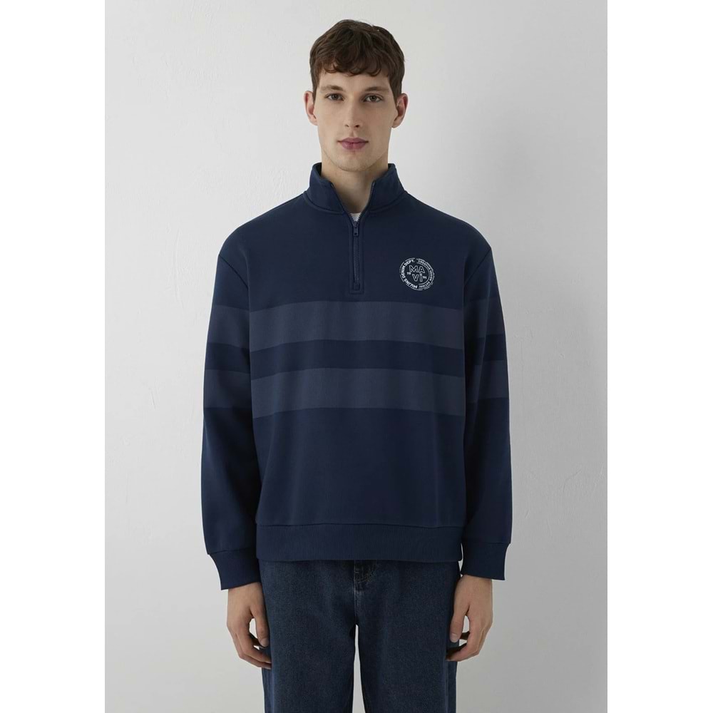 Mavi M0S20110-70488 Mavi Logo Detaylı Yarım Fermuarlı Sweatshirt