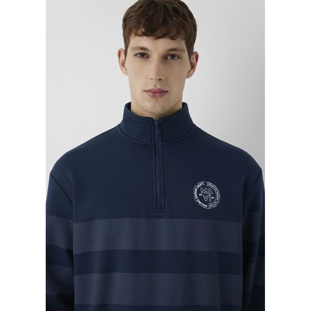Mavi M0S20110-70488 Mavi Logo Detaylı Yarım Fermuarlı Sweatshirt