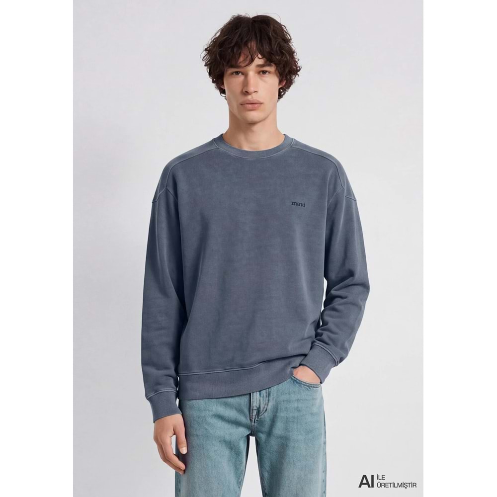 Mavi M0S20035-80776 Mavi Bisiklet Yaka Sweatshirt Erkek Sweatshirt