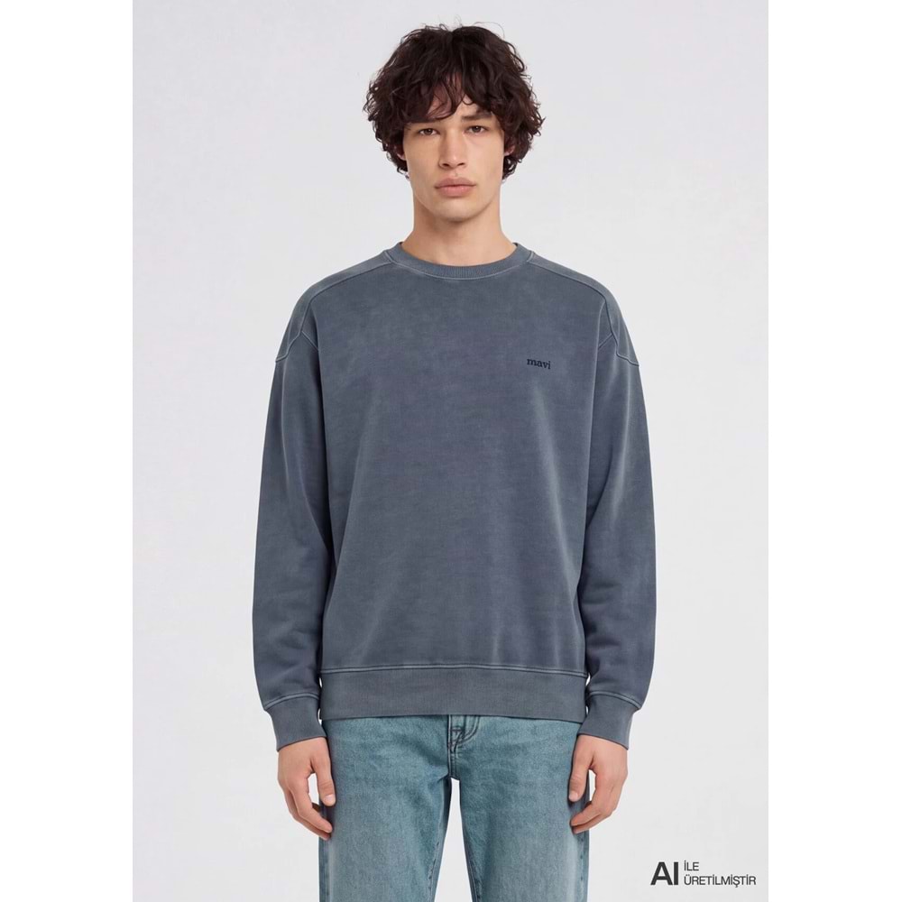 Mavi M0S20035-80776 Mavi Bisiklet Yaka Sweatshirt Erkek Sweatshirt