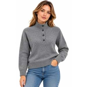 Mavi M1720012-83096 Mavi Yarı Düğmeli Kazak Kadın Sweatshirt