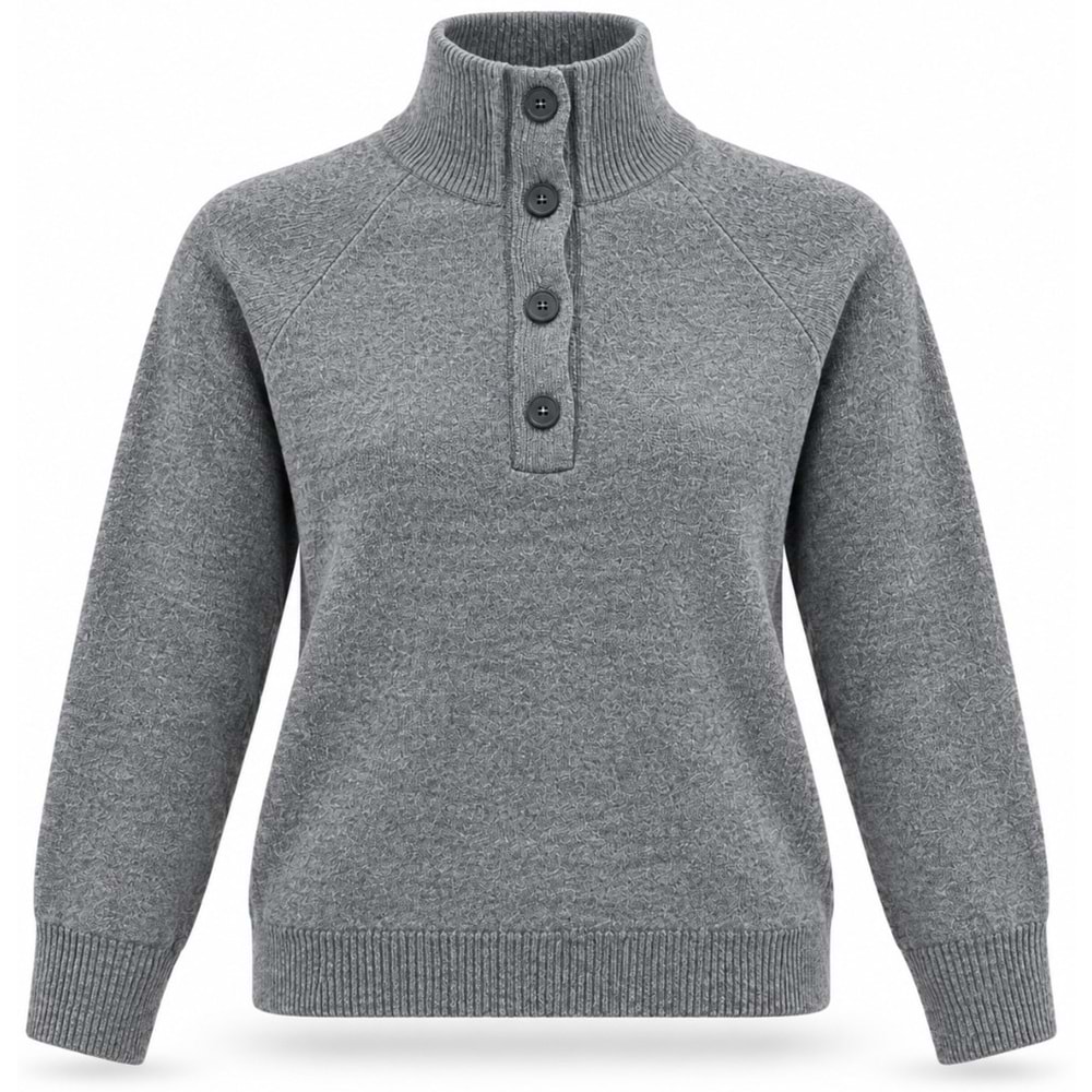 Mavi M1720012-83096 Mavi Yarı Düğmeli Kazak Kadın Sweatshirt