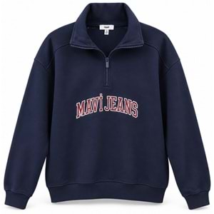 Mavi M1S20132-84371 Mavi Jeans Logo Baskılı Yarım Fermuarlı Kadın Sweatshirt