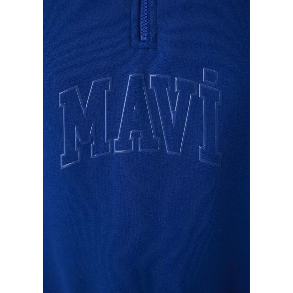 Mavi M1S20130-70896 Mavi Logo Baskılı Yarım Fermuarlı Kadın Sweatshirt