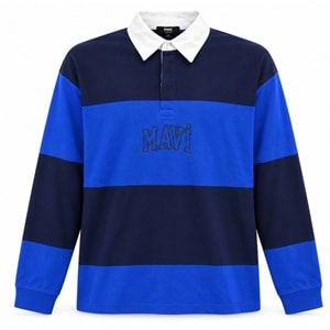 Mavi M0S20218-A7894 Mavi Logo Baskılı Surf The We Yaka Detaylı Erkek Sweatshirt