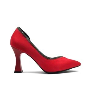 Feles Kadeh Topuk Saten Taşlı Stiletto Kadın Topuklu Ayakkabı