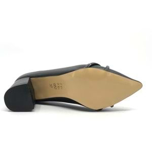 Mehtap Örgü Taş Dekolteli Kalın Topuk Kadın Topuklu Ayakkabı Sitiletto