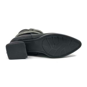 Asya Bilek Şerit Taş Kemerli Sivri Burun Kısa Topuklu Kadın Bot