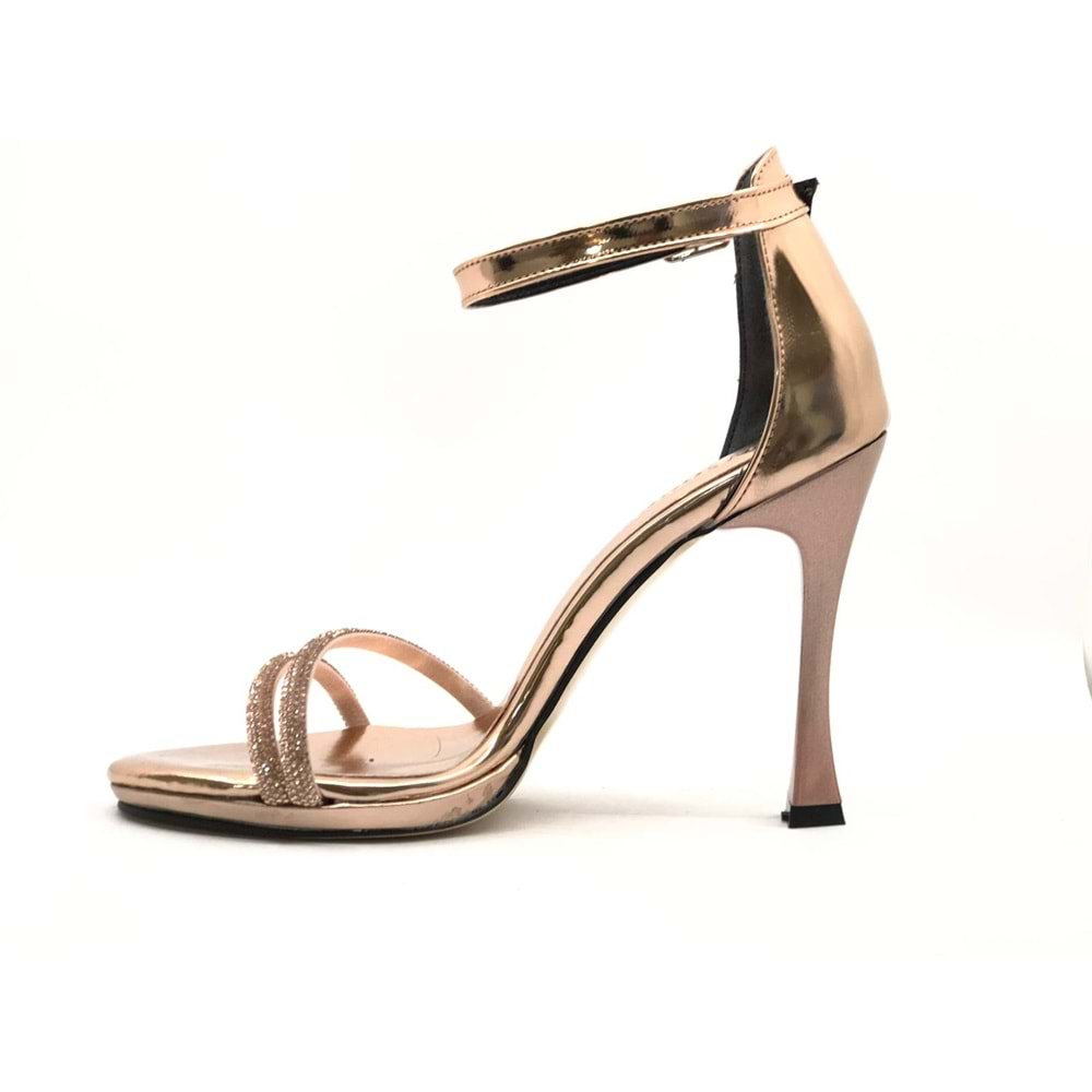 İremsu İki Şerit Taş Detaylı 11 cm Platform Topuklu Kadın Abiye Ayakkabı
