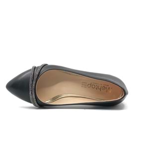 Mehtap Çift Şerit Taş Detaylı 4 cm Topuklu Kadın Klasik Ayakkabı