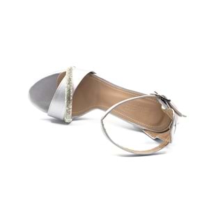 Feles Şerit Taş Detaylı Tek Bant Platform 11 cm Topuklu Kadın Ayakkabı