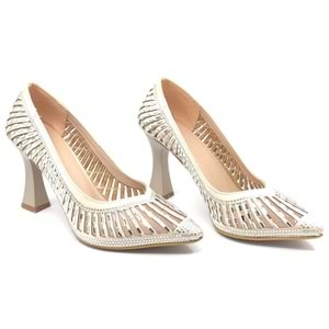 Feles Kadeh Topuk Sindirella Taşlı Stiletto Kadın Topuklu Ayakkabı