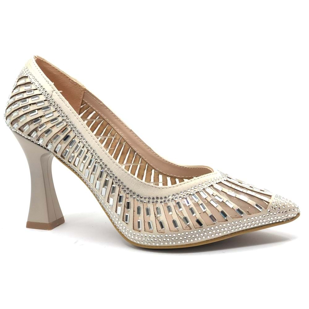 Feles Kadeh Topuk Sindirella Taşlı Stiletto Kadın Topuklu Ayakkabı