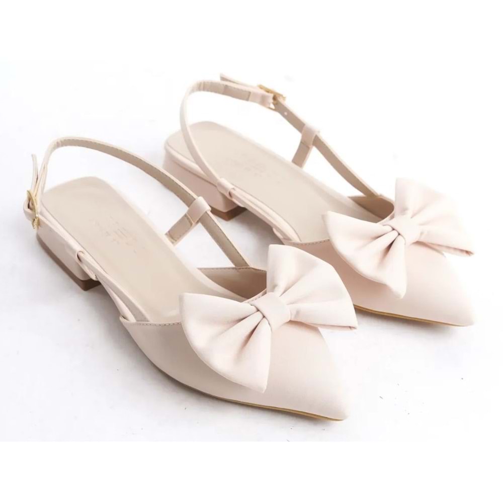 Feles Kurdela Detaylı Arkası Açık Kadın Babet Ayakkabı