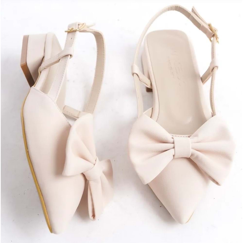 Feles Kurdela Detaylı Arkası Açık Kadın Babet Ayakkabı