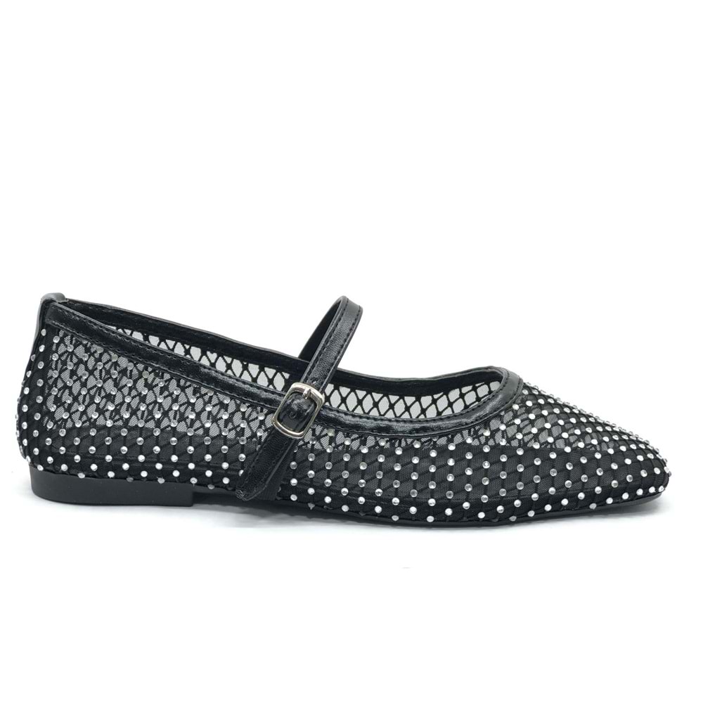 Feles Dantel Taş Detaylı Kadın Babet Ayakkabı