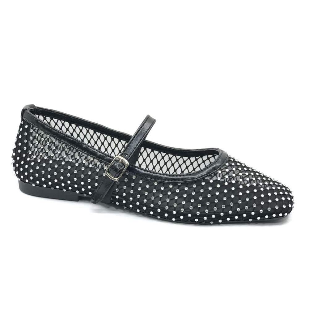 Feles Dantel Taş Detaylı Kadın Babet Ayakkabı