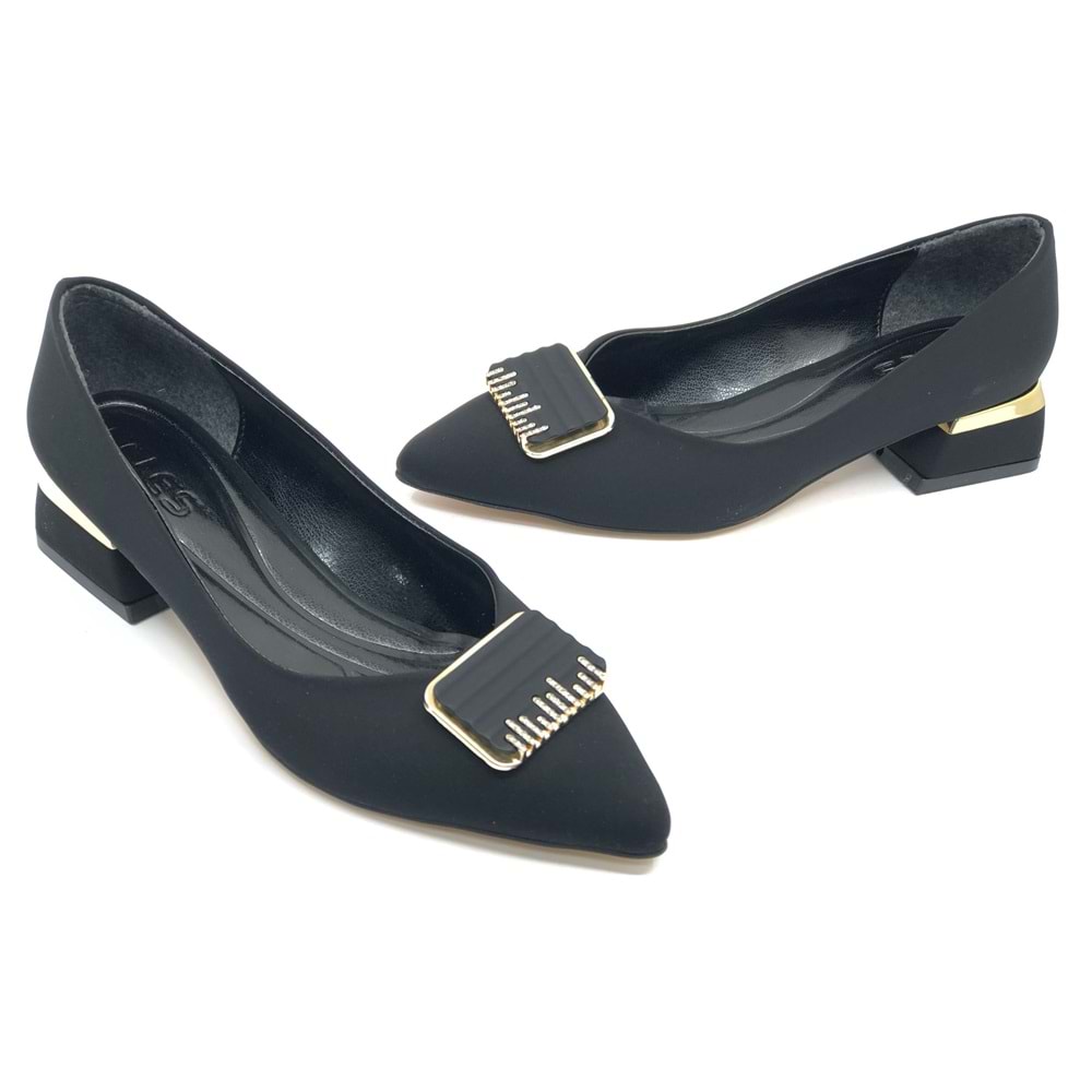 Feles Toka Detaylı Kısa Topuklu Kadın Babet Ayakkabı