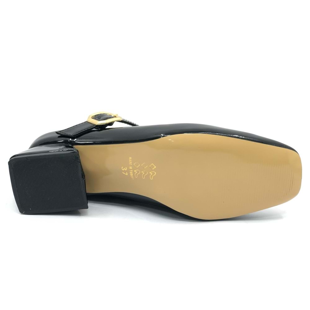 Feles Pars Jane Küt Burunlu Kadın Kısa Topuklu Kadın Babet Ayakkabı