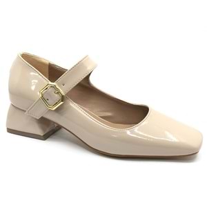 Feles Pars Jane Küt Burunlu Kadın Kısa Topuklu Kadın Babet Ayakkabı