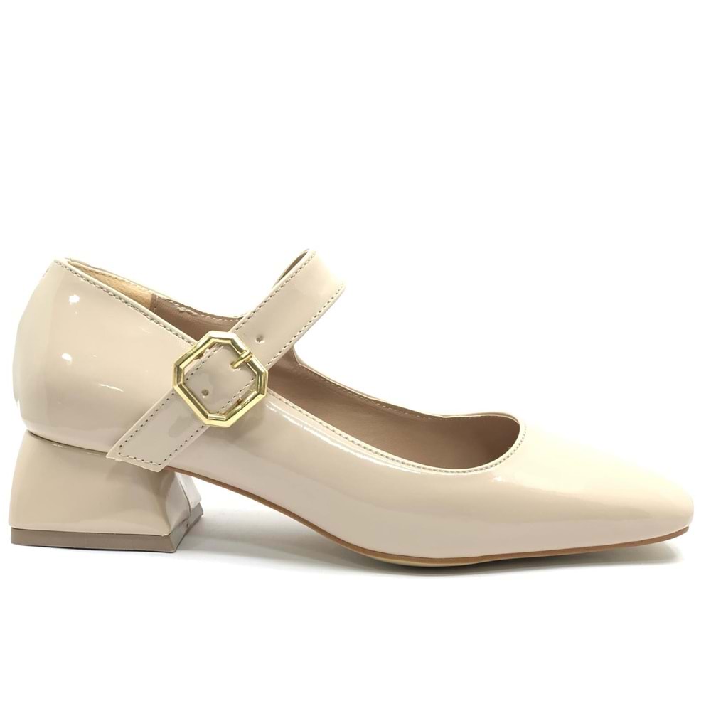 Feles Pars Jane Küt Burunlu Kadın Kısa Topuklu Kadın Babet Ayakkabı