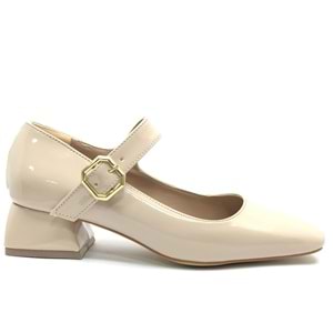 Feles Pars Jane Küt Burunlu Kadın Kısa Topuklu Kadın Babet Ayakkabı