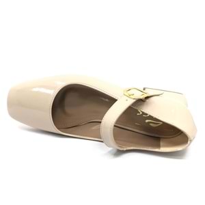 Feles Pars Jane Küt Burunlu Kadın Kısa Topuklu Kadın Babet Ayakkabı