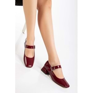 Feles Pars Jane Küt Burunlu Kadın Kısa Topuklu Kadın Babet Ayakkabı