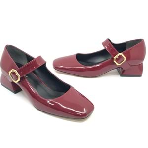 Feles Pars Jane Küt Burunlu Kadın Kısa Topuklu Kadın Babet Ayakkabı