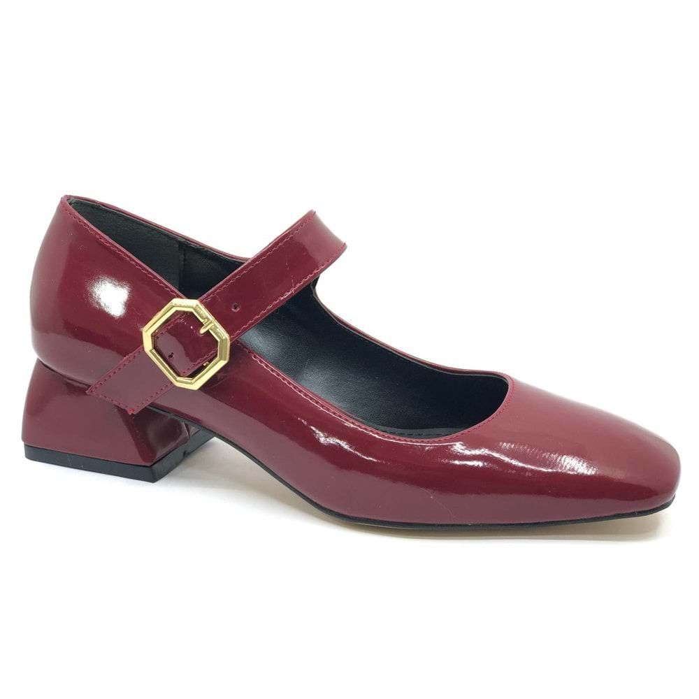 Feles Pars Jane Küt Burunlu Kadın Kısa Topuklu Kadın Babet Ayakkabı