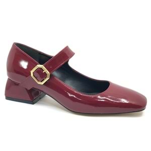 Feles Pars Jane Küt Burunlu Kadın Kısa Topuklu Kadın Babet Ayakkabı