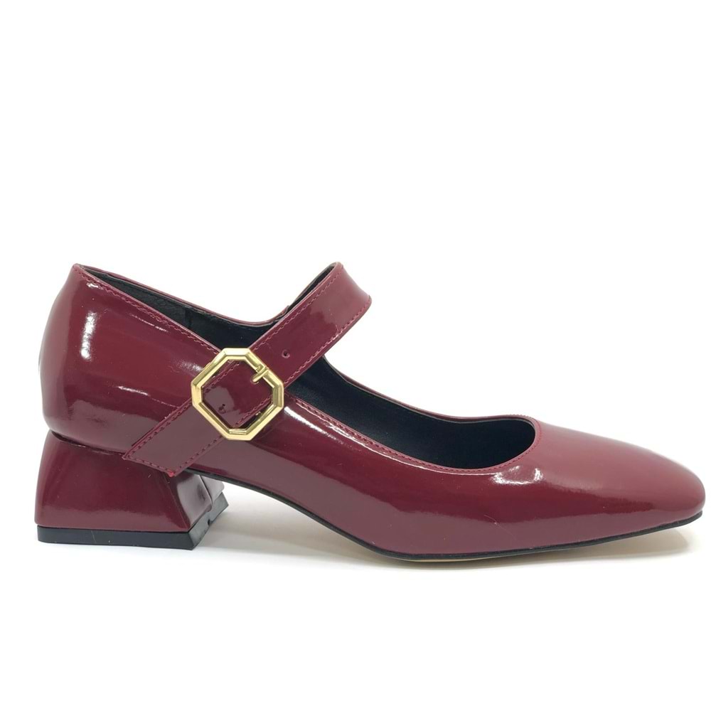 Feles Pars Jane Küt Burunlu Kadın Kısa Topuklu Kadın Babet Ayakkabı