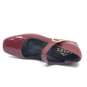 Feles Pars Jane Küt Burunlu Kadın Kısa Topuklu Kadın Babet Ayakkabı