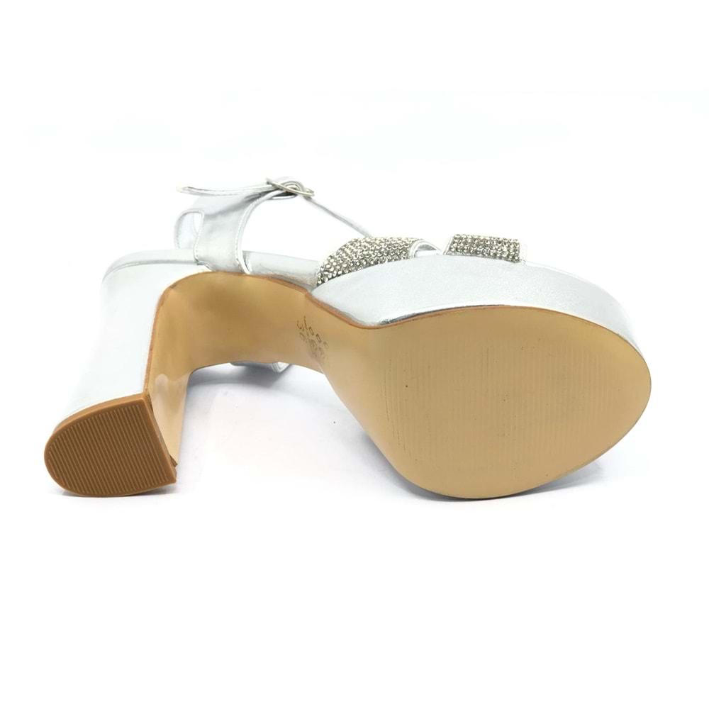 Feles 13 cm Yüksek Platform Çapraz Bant Topuklu Taşlı Kadın Abiye Ayakkabı