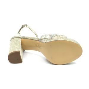 Feles Çapraz Üç Şerit Taşlı 10 cm Platform Topuklu Kadın Abiye Ayakkabı