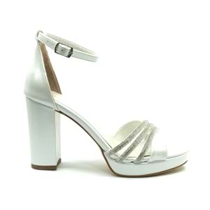 Feles Çapraz Üç Şerit Taşlı 10 cm Platform Topuklu Kadın Abiye Ayakkabı